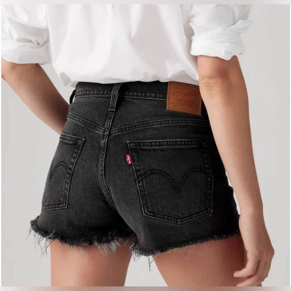 Levi’s 501 Denim Shorts Sz. 24 Black Distressed Cutoff High Rise
